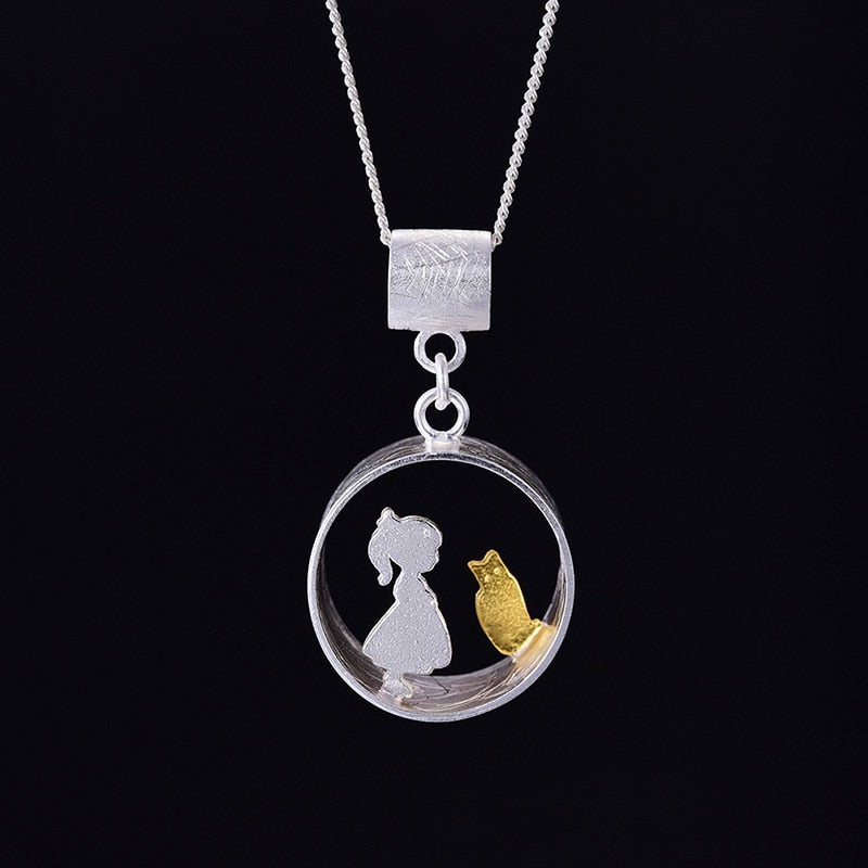 Pendentif Petite fille et son chat